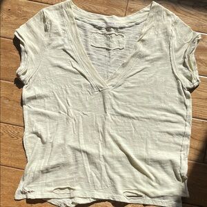 Women's pale yellow V-Neck Top